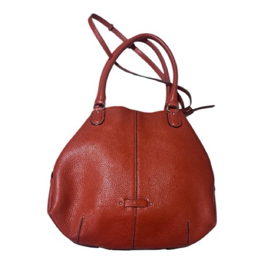 Cole Haan Large Burnt Orange Pebbled Leather Handbag Hobo Detachable Strap - Picture 2 of 12